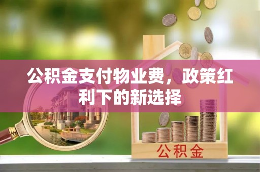 庐山公积金支付物业费，政策红利下的新选择